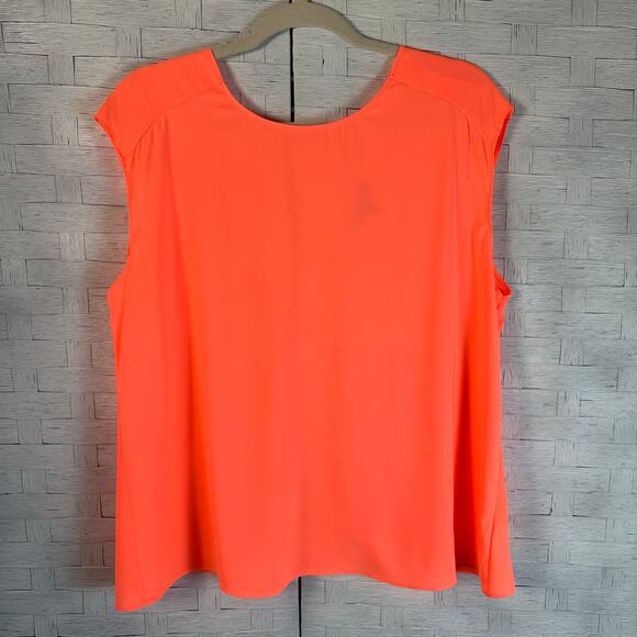 Express lightweight sleepless top bow back semi open neon orange feminine preppy - Picture 2 of 8